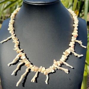 Vintage natural angel skin coral necklace 18”